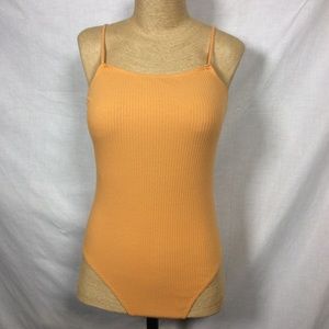 Everette Women’s Orange Ribbed Bodysuit, Sz M